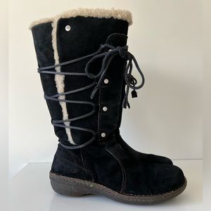 UGG Black Winter Boots with Cream Trim